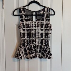 Body Central Black and White Checkered Peplum Tank Top